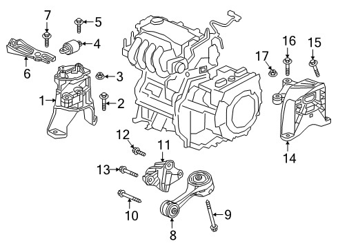 2019 Honda Clarity Engine & Trans Mounting Bolt, Flange (14X45) Diagram for 90161-TL0-E00