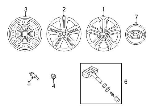 2017 Hyundai Santa Fe Wheels Wheel Hub Cap Assembly Diagram for 52960-B8200