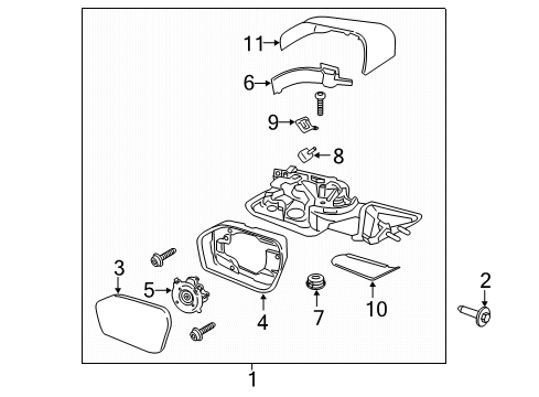 2020 Ford Explorer Mirrors Mirror Outside Diagram for LB5Z-17683-BA