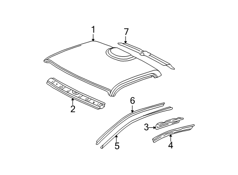 1999 Toyota Tacoma Roof & Components Rear Header Diagram for 63105-04030