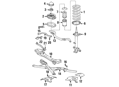 1991 BMW 850i Front Suspension Components, Lower Control Arm, Stabilizer Bar Front Right Spring Strut Diagram for 31311138554