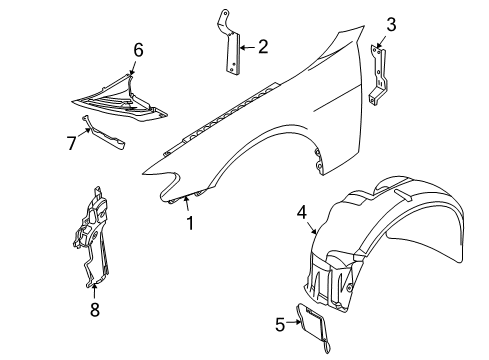 2004 BMW 760Li Fender & Components Deflector Lip Left Diagram for 51717027445