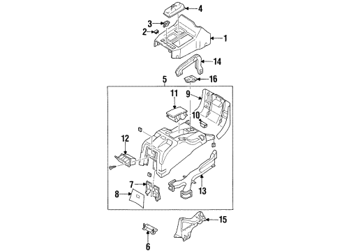 1999 Acura SLX Center Console Boot, Shift Control Diagram for 8-97159-879-0