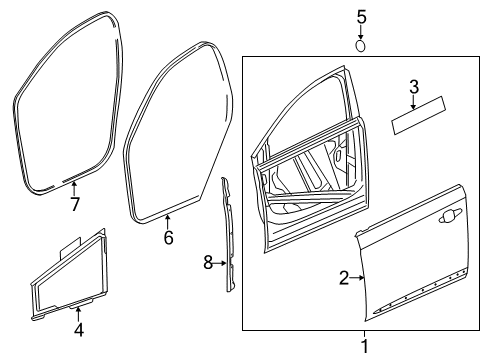 2018 Chevrolet Impala Front Door Door Weatherstrip Diagram for 84234954