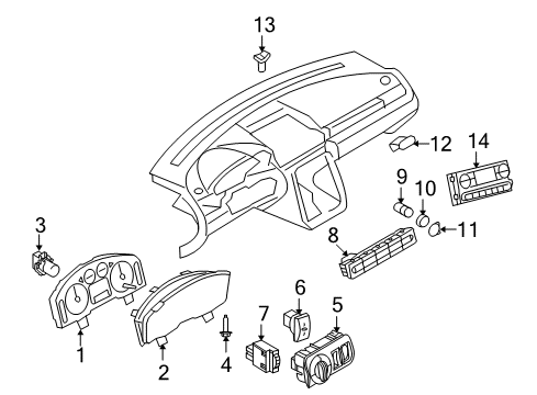 2008 Ford Taurus X Automatic Temperature Controls Cluster Assembly Diagram for 8F9Z-10849-C