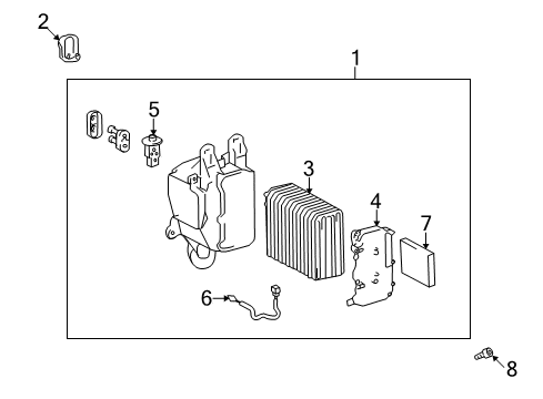 1998 Lexus LX470 Air Conditioner Evaporator Core Cover Diagram for 88891-60040