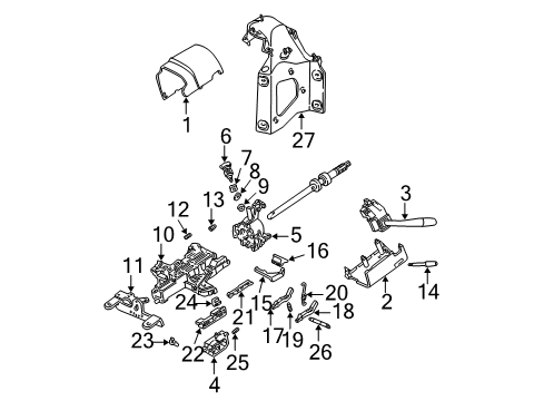 1994 Ford E-350 Econoline Shroud, Switches & Levers Cylinder & Keys Diagram for F3UZ-1522050-D