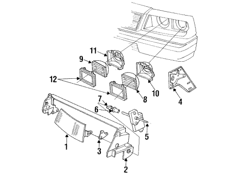 1989 Chrysler LeBaron Headlamps Socket License Lp Repair Diagram for 4450814