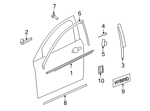 2009 Saturn Aura Exterior Trim - Front Door Upper Molding Diagram for 25974542