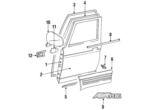 1996 Toyota Previa Door & Components, Outside Mirrors, Exterior Trim Outer Panel Diagram for 67111-95D01