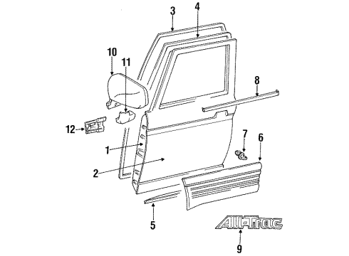 1996 Toyota Previa Door & Components, Outside Mirrors, Exterior Trim Passenger Side Mirror Assembly Outside Rear View Diagram for 87910-28290