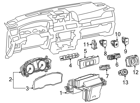 2018 Lexus LX570 Cluster & Switches, Instrument Panel Switch Assembly, PRECRAS Diagram for 84770-60030