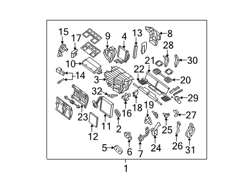 2014 Nissan Maxima A/C Evaporator & Heater Components Moteractuator Assembly Mode Diagram for 27731-JN00A