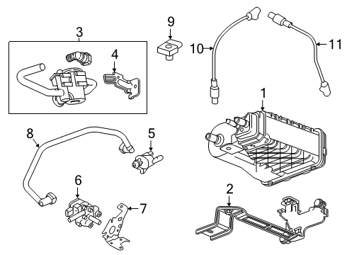 2020 Chevrolet Silverado 1500 Emission Components Air Pump Bracket Diagram for 12669657