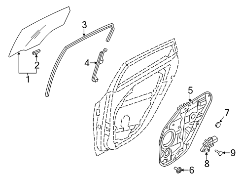 2013 Hyundai Elantra GT Rear Door Run&Channel-Rear Door Delta Lower, LH Diagram for 83535-A5000