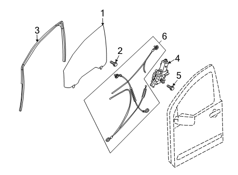 2009 Infiniti QX56 Front Door Glass Assembly-Door Window, RH Diagram for 80300-ZQ10A