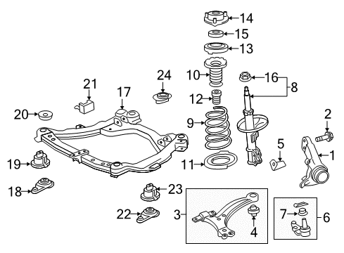 2016 Toyota Camry Front Suspension, Lower Control Arm, Stabilizer Bar, Suspension Components Lower Insulator Diagram for 48158-06071