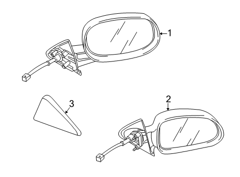 2001 Dodge Durango Outside Mirrors Mirror-Outside Rearview Diagram for 55077289AC