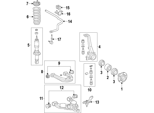 2013 Lexus GX460 Front Suspension Components, Lower Control Arm, Upper Control Arm, Ride Control, Stabilizer Bar Spring, Coil, Front Diagram for 48131-60K20