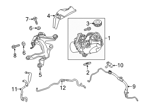 2017 Nissan Maxima P/S Pump & Hoses, Steering Gear & Linkage Bracket Assy-Power Steering Pump Diagram for 49121-3TA0C