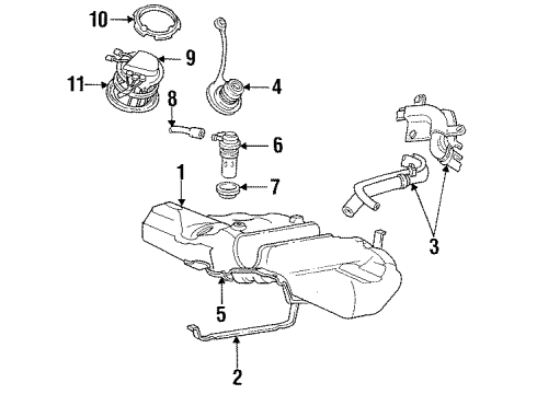 1993 Lincoln Mark VIII Senders Fuel Tank Diagram for F5LY9002A