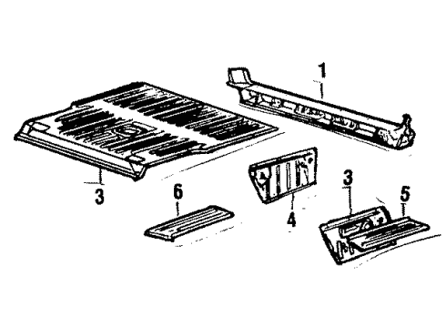 1985 Toyota Land Cruiser Rear Floor & Rails Floor Pan Diagram for 58311-90A05