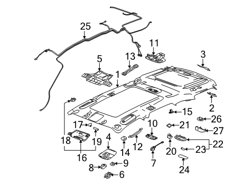 2004 Cadillac SRX Interior Trim - Roof Dome Lamp Switch Diagram for 15166059