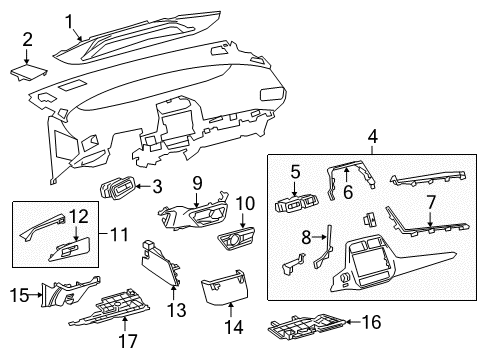 2022 Toyota Prius Cluster & Switches, Instrument Panel Lower Cover Diagram for 55480-47090-C0