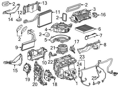 2017 Chevrolet Camaro A/C Evaporator & Heater Components Seal Kit Diagram for 84394025