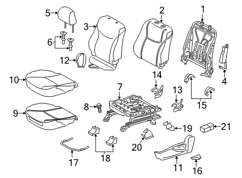 2016 Toyota Prius V Driver Seat Components Protector Diagram for 71538-47010-C0