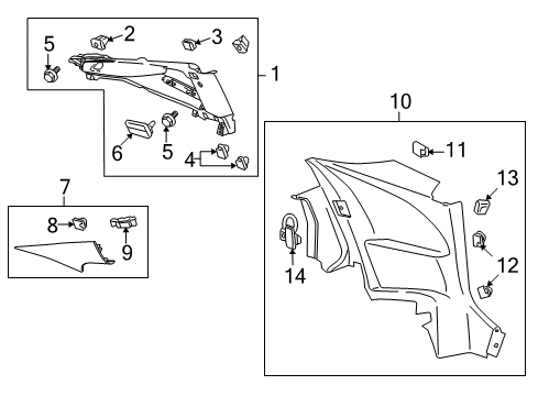 2012 Chevrolet Camaro Interior Trim - Quarter Panels Pillar Trim Diagram for 20962345
