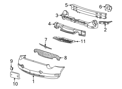 2004 Ford Thunderbird Front Bumper Cover Diagram for 1W6Z-17E810-BAA