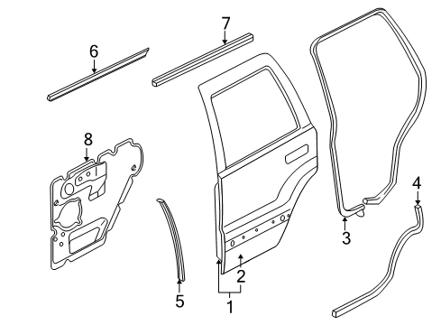 2000 Jeep Grand Cherokee Rear Door Seal-Rear Door Diagram for 55136117AE