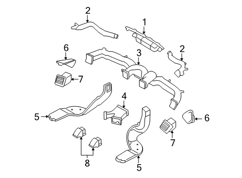 2009 Hyundai Azera Ducts Duct Assembly-Center Air Ventilator, LH Diagram for 97410-3L000-J9