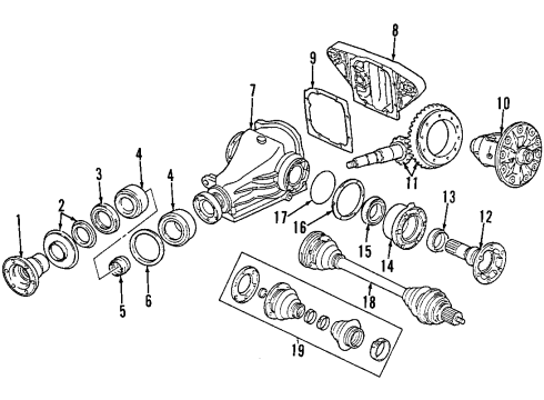 1996 BMW 750iL Rear Axle, Axle Shafts & Joints, Differential, Drive Axles, Propeller Shaft Spacer Rings Set Diagram for 33129065173
