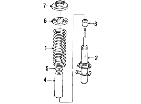 1989 Honda CRX Struts & Suspension Components - Front Shock Absorber Unit, Left Front Diagram for 51606-SH0-023