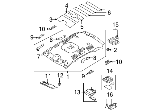 2009 Hyundai Santa Fe Interior Trim - Roof Lamp Assembly-Overhead Console Diagram for 92800-2B001-J9