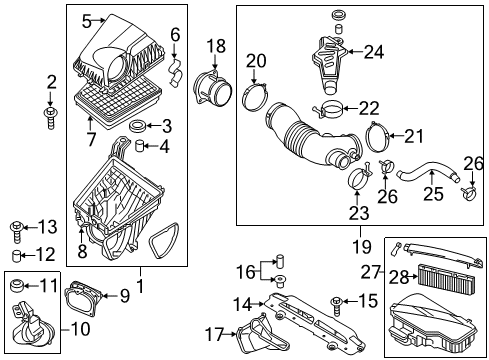 2015 Kia K900 Air Intake RESONATOR Diagram for 281913M500