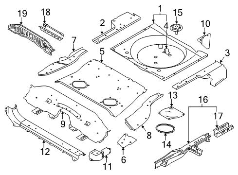 2019 Nissan Rogue Sport Rear Body - Floor & Rails Floor-Rear, Rear Diagram for G4514-6MAMA