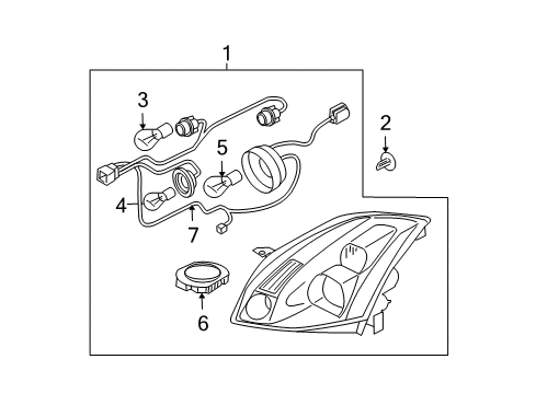 2008 Nissan Maxima Headlamps Driver Side Headlight Assembly Diagram for 26060-ZK30B