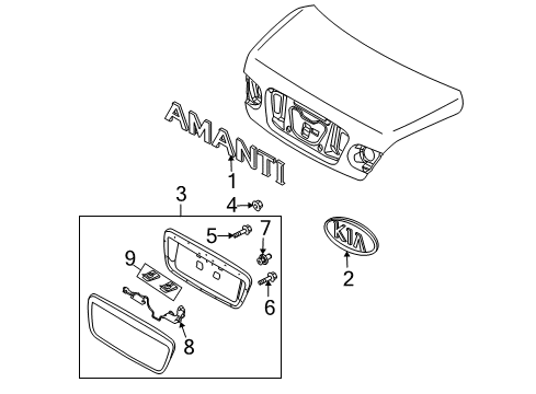2004 Kia Amanti Exterior Trim - Trunk Lid Tapping SCREWG Diagram for 12431-04109-B