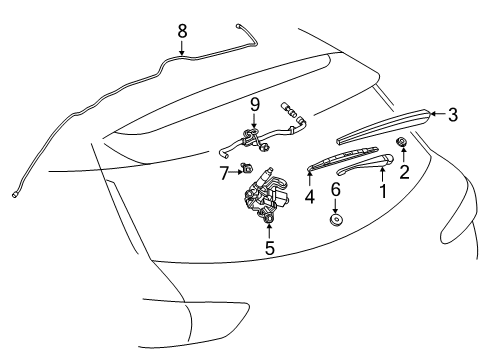 2019 Chevrolet Blazer Lift Gate - Wiper & Washer Components Washer Hose Diagram for 42426882