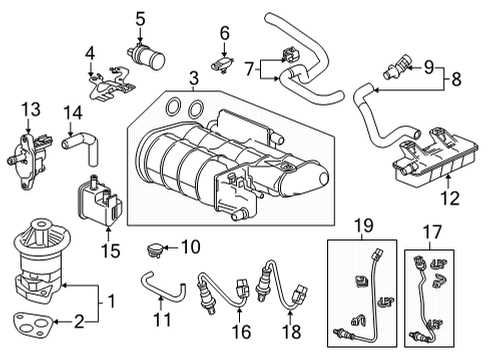 2022 Acura MDX Emission Components Set, Canister Assembly Diagram for 17011-TYA-A02