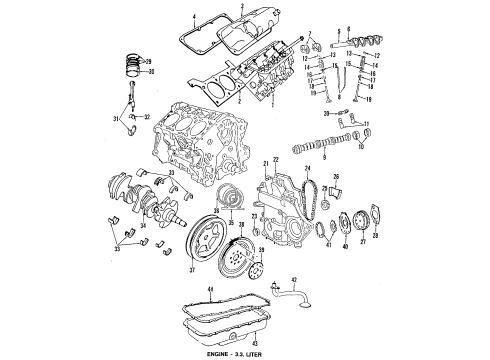 1992 Chrysler New Yorker Engine Parts, Mounts, Cylinder Head & Valves, Camshaft & Timing, Oil Pan, Oil Pump, Crankshaft & Bearings, Pistons, Rings & Bearings Valve Tappet Diagram for 4621938AB
