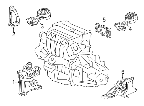 2013 Acura ILX Engine & Trans Mounting Stay, Side Engine Mounting Diagram for 50625-TR7-A01