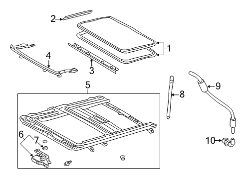 2003 Lexus LS430 Sunroof Hose Assy, Sliding Roof Drain, LH Diagram for 63240-50010