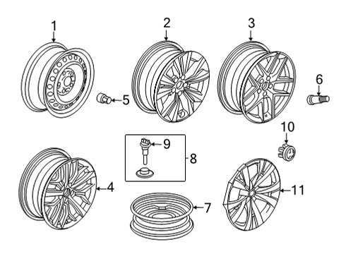 2022 Honda Civic Wheels, Covers & Trim CAP, ALUM WHL CNT Diagram for 44732-T8N-T01