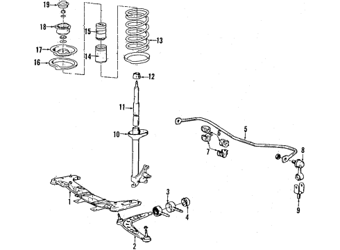 1984 BMW 318i Front Suspension, Lower Control Arm, Stabilizer Bar, Suspension Components Set Rubber Mounting For Wishbone Diagram for 31129058815