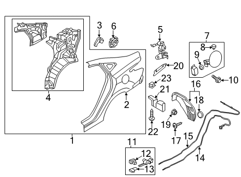 2012 Hyundai Accent Quarter Panel & Components Knob-Trunk Lid Release Diagram for 81275-22000