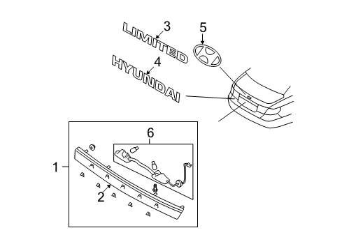 2008 Hyundai Azera Exterior Trim - Trunk Lid Azera Emblem Diagram for 86310-3L010